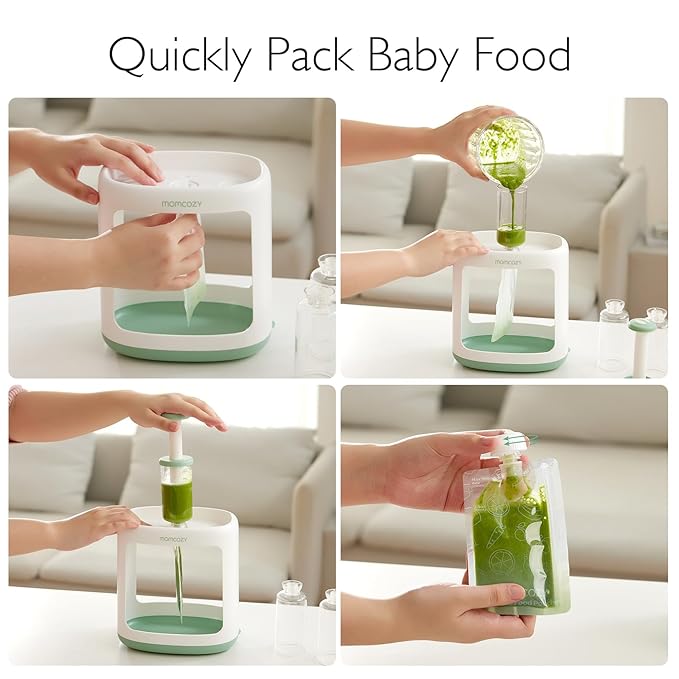 Momcozy Baby Food Maker Essentials Series, Includes the Squeeze Station, Pouch Holder No Squeeze for Easy, Mess-Free Meal Prep