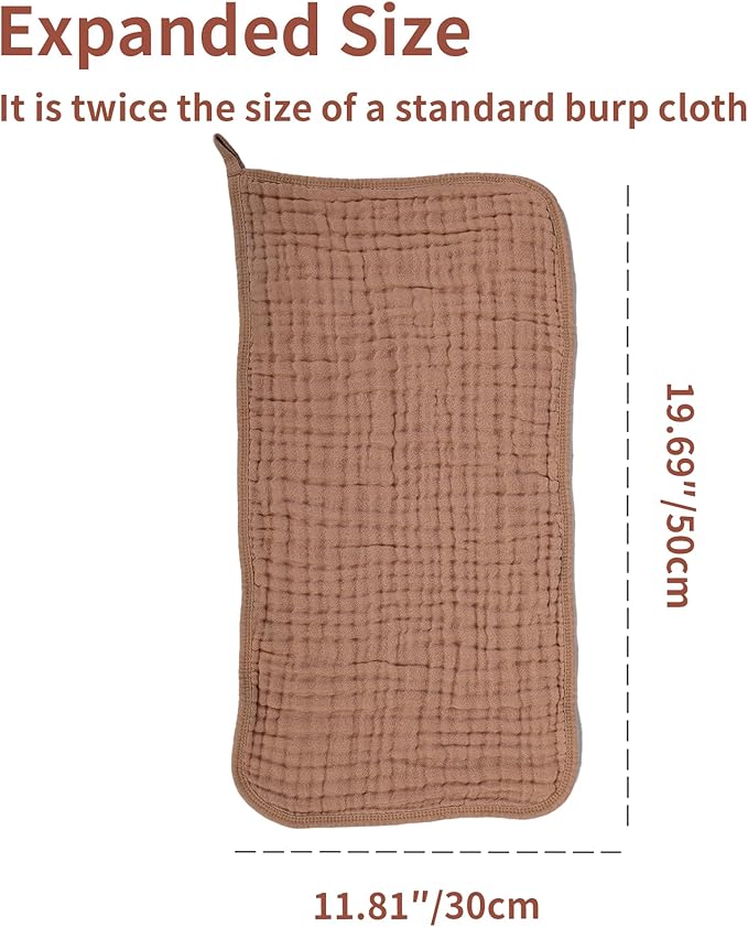 Extra Large Baby Burp Cloths 6-Pack, 19.69 x 11.81 Inches, Twice the Size of Standard Burp Cloths, Ultra Soft & Highly Absorbent, Perfect for Newborns & Infants