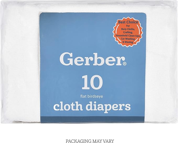 Gerber Unisex Baby Boys Girls Birdseye Flatfold Cloth Diapers Multipack White,(Pack of 60)