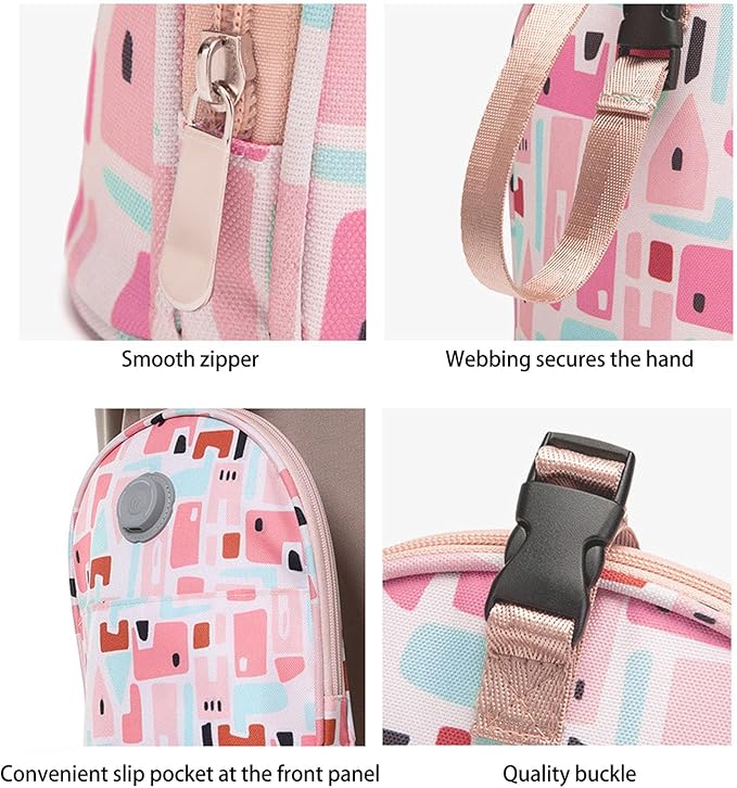 Baby Bottle Cooler Tote Bags, Cute Pink Insulated Breastmilk Cooler Bag with USB Charging,Travel Baby Bottle Holder Tote Car Bottle Warmer Water Warming Bag