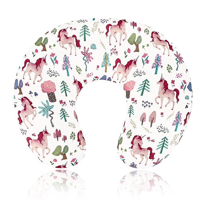 Nursing Pillow Cover, Stretchy and Soft Pillow Slipcover for Baby Boys Girls, Breastfeeding Pillow Covers for Newborn Infants, Pink, Forest