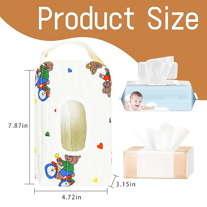 Quilted Baby Wipe Holder Floral Diaper Pouch Portable Quilted Wipes Bag for Car, Stroller
