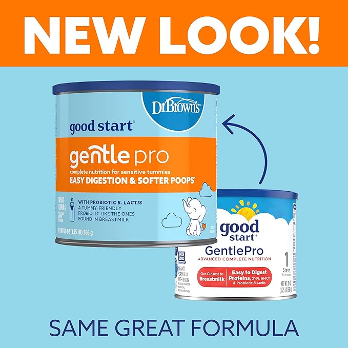 Good Start | Dr. Brown's Gentle Pro, Baby Formula Powder, For Sensitive Tummies, Easy Digestion and Softer Poops, Infant Formula with Probiotics, DHA, Non-GMO