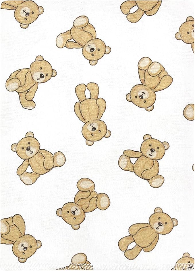 Hudson Baby Unisex Baby Cotton Flannel Burp Cloths Bundle, Teddy Bears, One Size