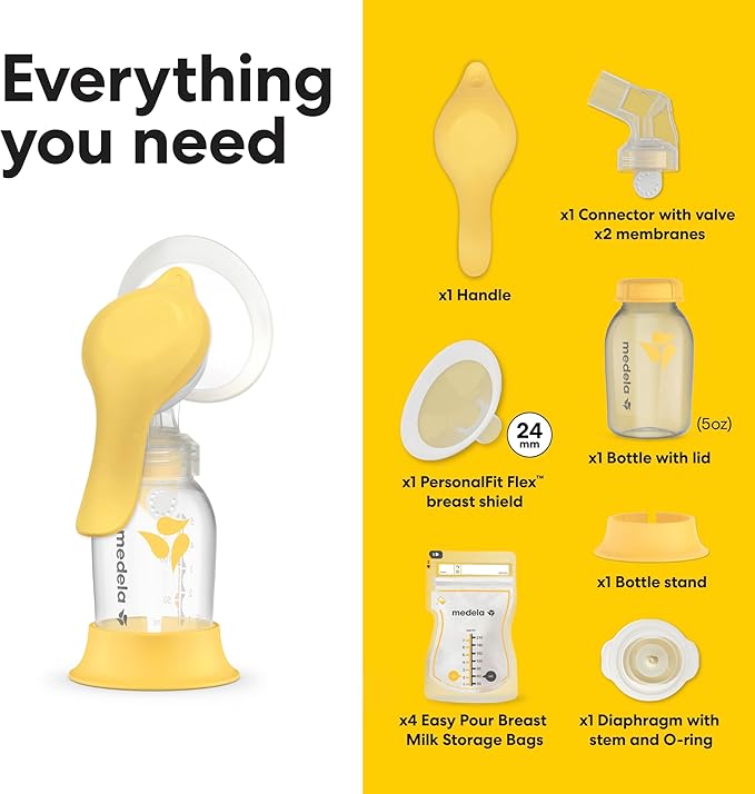 Medela Harmony Manual Breast Pump, Compact Swiss Design with PersonalFit Flex Shields and Medela's 2-Phase Expression Technology