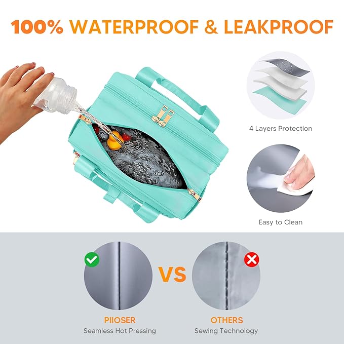 PIIOSER Breastmilk Cooler Travel Bag with Ice Pack, Compatible with Wearable Breast Pumps & Accessories - Portable Hands Free Breast Pump Carrying Case for Nursing & Working Moms, Green
