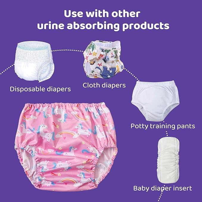 BISENKID Waterproof Diaper Cover for Plastic Pants for Toddlers Good Elastic Plastic Underwear for Toddlers Girls 3t