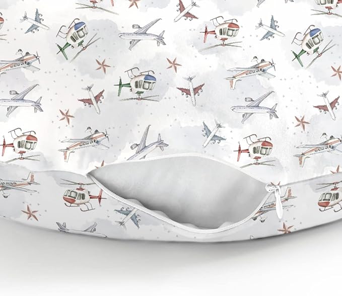Vintage Planes Airplanes Helicopters Nursing Pillow Covers for Boy Girl Planes Models Aircraft Nursing Slipcovers for Breastfeeding Pillows Plane Stars Clouds Soft Stretchy Covers for Newborn Infant