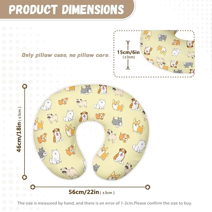 Nursing Pillow Cover, Cute Dog Quick-Dry Fabric Fits The Original Support Pillow for Breastfeeding and Bottle Feeding Stretchy Nursing Pillow Cover