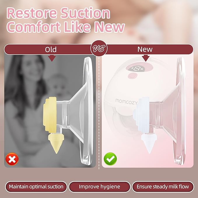 Replacement Parts Kit for Momcozy M5 Wearable Breast Pump – Includes 2 Bottles, 10 Flanges, 8 Duckbill Valves, 4 Membranes, Sizing Ruler & Cleaning Brush – BPA-Free, Easy to Clean