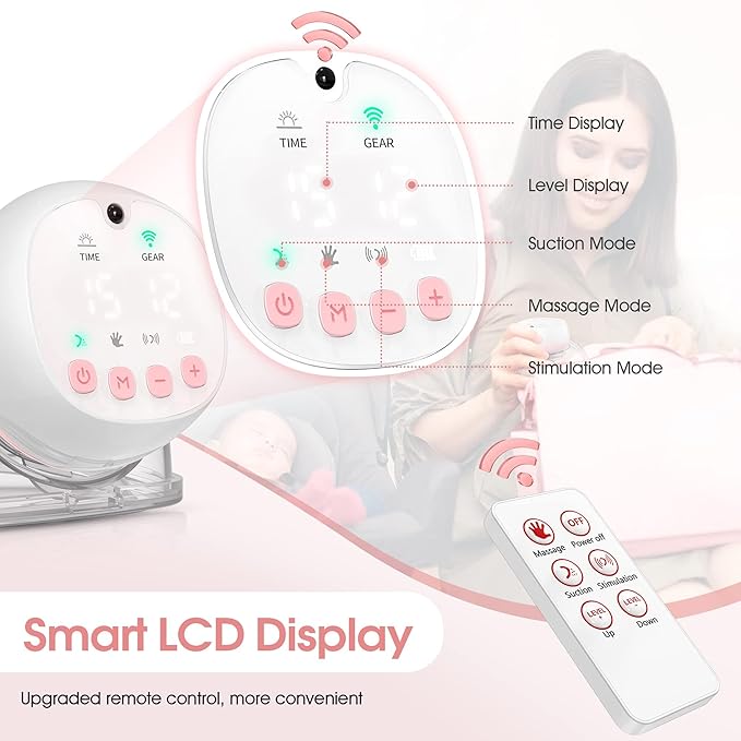 Totmizby Electric Breast Pump, 3 Mode & 12 Levels, LED Display, Wearable Hands-Free Breast Pump, Portable and Discreet Double Electric Breast Pump