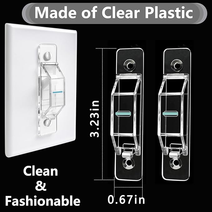 8 Pack Light Switch Cover Guard,Wall Light Switch Lock With Glow In The Dark Effect, Child Proof Wall Switch Cover Keeps Lights or Switches from Being Accidentally Turned ON or OFF （Clear)
