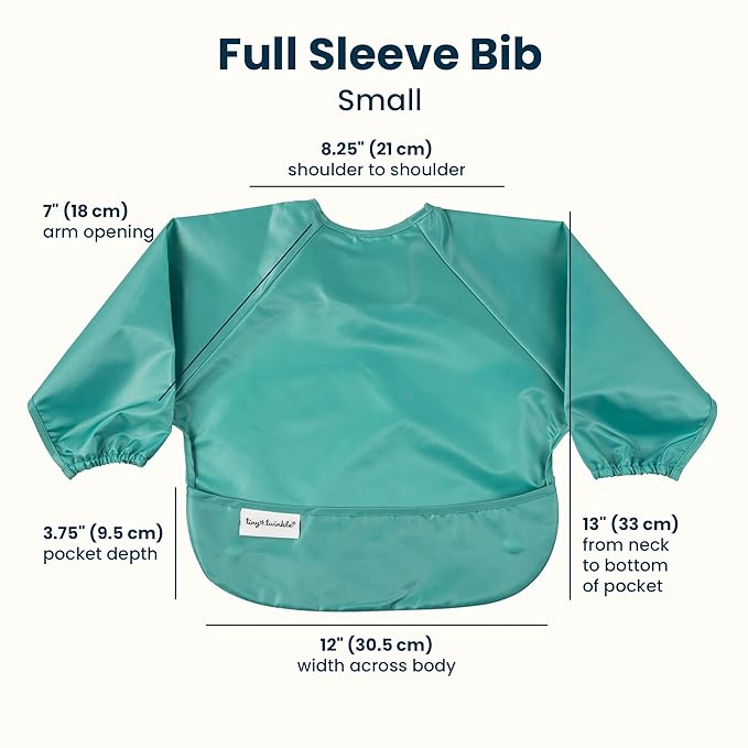 Tiny Twinkle Long Sleeve Bib for Babies & Toddlers | 2-Pack Waterproof Smock Bib for Eating | Machine Washable & Mess-Proof Feeding Essentials | Newborn Shower Gift (Rainforest,6–24M)