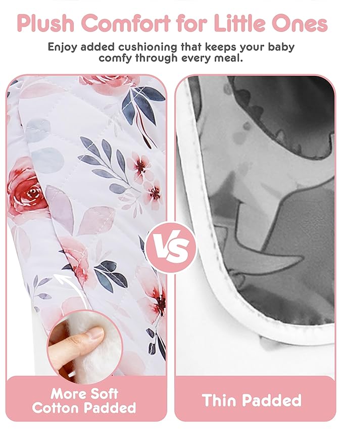 Baby High Chair Cover Replacement, Reversible & Waterproof High Chair Cushion Pad Home & Restaurant use, Includes 5-Point Harness Strap, Chair Not Included - Pink