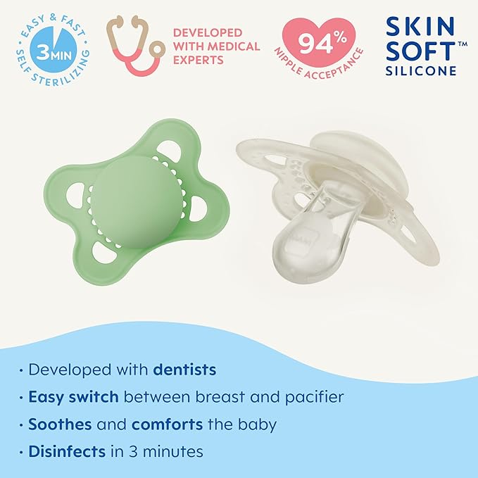MAM Anti-Colic Baby Bottle 3 Pack with Slow Flow Nipple and MAM Original Baby Pacifier 2 Pack for 0-6 Months