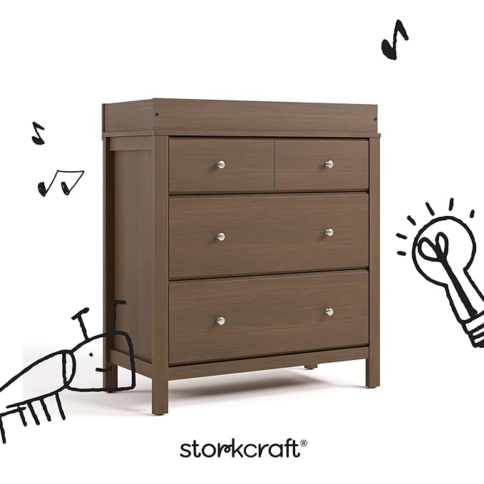 Storkcraft Horizon 3 Drawer Chest with Removable Changing Topper (Hazelnut) – GREENGUARD Gold Certified Nursery Dresser, Kids’ Storage Chest with Organizer, Durable and Stylish 3-Drawer Design