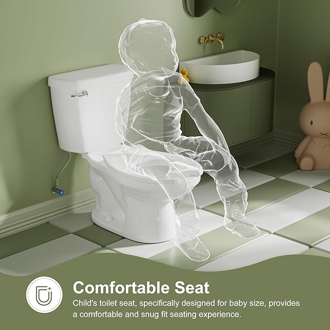 Simple Project Kids Toilet for Bathroom, Sturdy Ceramic Baby Potty Training Toilet, 10" Rough-In Children Toilets for Daycares, Playgrounds, Home Use, Overcoming Children's Fear- 10.5" Bowl Height