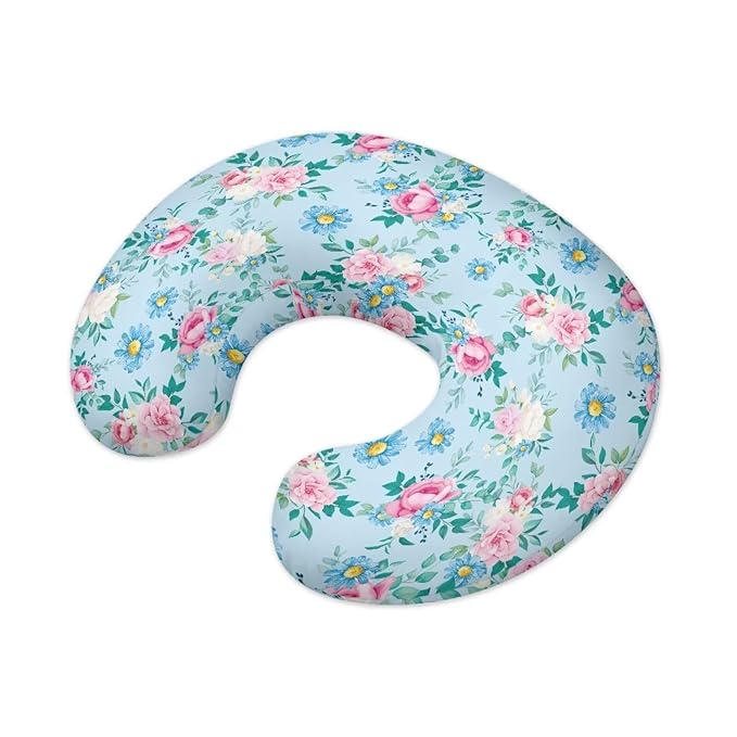 Blue and Pink Flower Breastfeeding Pillow Cover Cuddle Pillow Slipcover Detachable Nursing Pillow Protective Cas Baby Feeding Easy to Use and Dustptoof