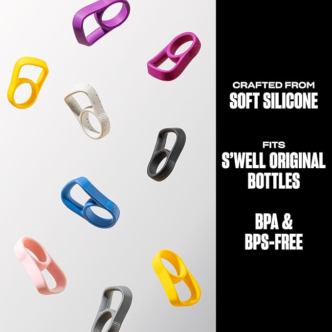 S'well Bottle Handle, Fits 9oz, 17oz, and 25oz Original Bottles, Onyx, Comfortable Carrying On The Go, Flexible Silicone Grip, BPA Free