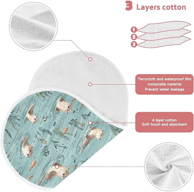 Otter Muslin Burp Cloths for Baby Boys and Girls - 1-Pack Ultra Absorbent Muslin Washcloths, Newborn Towel, Milk Spit Up Rags, Burp Cloth Bib for Unisex, 22 x 11 Inch