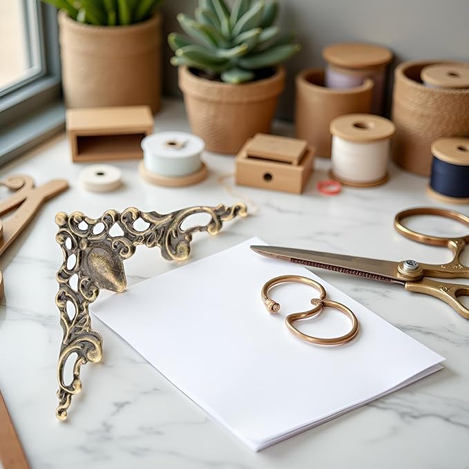 30 Pcs Antique Edge Corner Decorative Protectors, Scrapbooking Albums Embellishment Photo Frame Jewelry Box Decorative Corner (Antique Bronze)