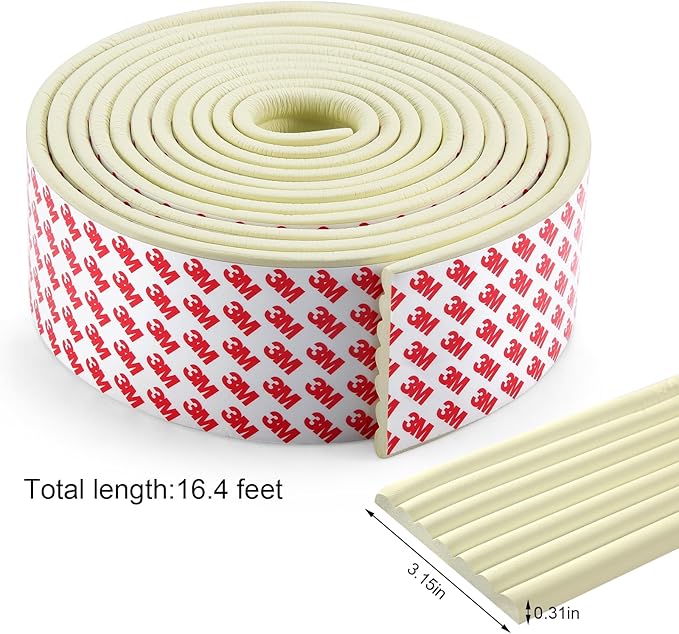 Upgraded Baby Proofing Edge Corner Protector,16.4ft Edge Guards Padding with 3M Adhesive, Extra-Wide Soft Rubber Foam Padding, Furniture, Sharp Edge Safety Corner Edge Bumper Guard-Cream