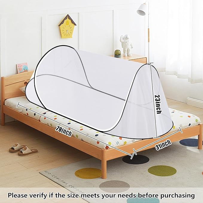 78 * 31 * 23 Inch Large Pop Up Mosquito Net, Portable Foldable Mesh Tent, Breathable Lightweight Mosquito Net Tent for Bed Camping Travel Patio