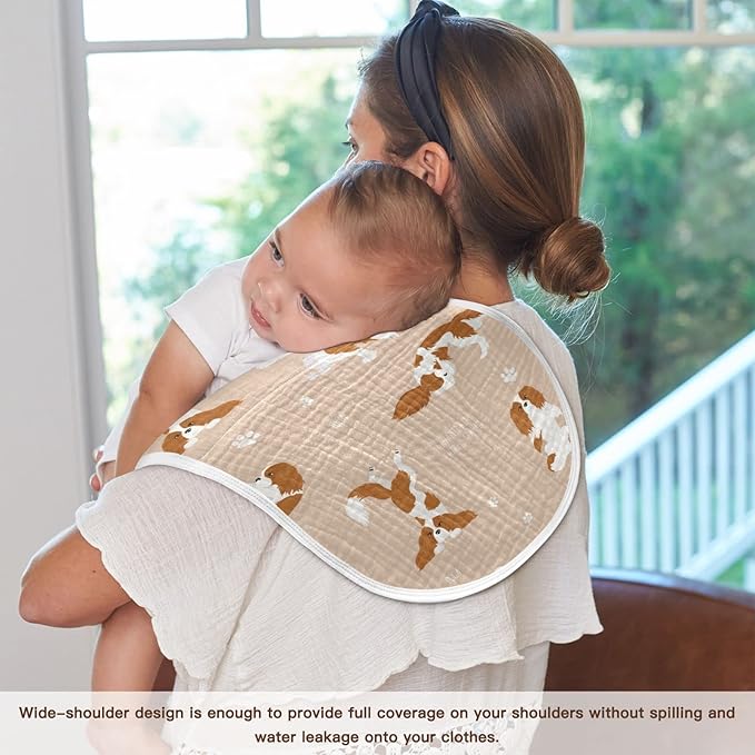 Yoga Cavalier King Charles Spaniel Dog Muslin Burp Cloths for Baby 2 Pack 100% Cotton Baby Washcloths Bibs for Boy Girl