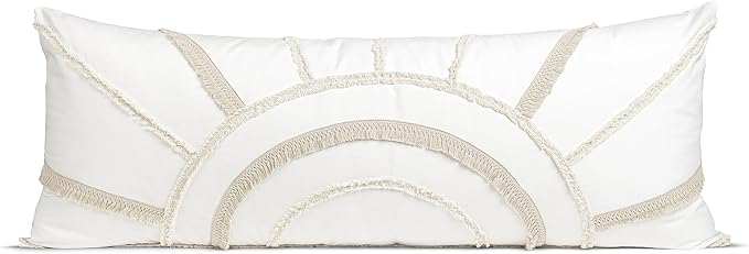 Sweet Jojo Designs Ivory Boho Chic Sun Boy Girl Unisex Body Pillow Cover Case Decorative Accent Long Couch Kid Bed Pregnancy Pillowcase 54x20 Off White Cotton Bohemian Shabby Southwestern Beige Fringe