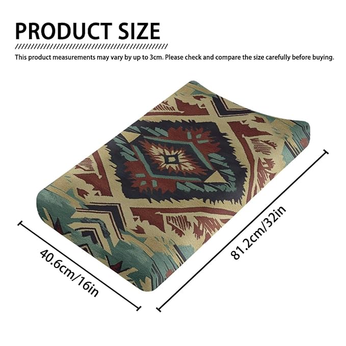 Tribal Diaper Changing Pad Covers Soft & Stretchy Changing Pad Protectors for Baby Boys, One Size, Brown Aztec American Style Change Table Cover