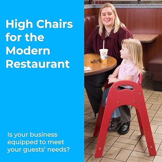 Koala Kare Designer High Chair – Modern, Durable & Sanitary High Chair for Restaurants, Stackable Space Saver, Easy-to-Clean Design, Red (Model KB105-03)