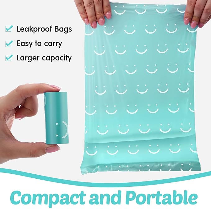 1500 Count Diaper Disposable Bags for Baby Diaper Sacks Baby Powder Scent Disposal or Pet Waste Bags, 100 Rolls(Aquamarine)