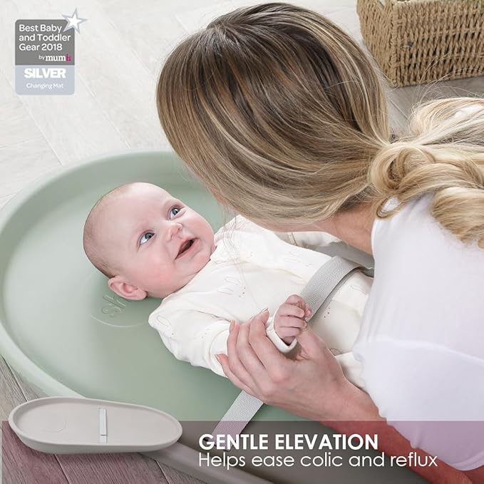 Shnuggle Squishy Changing Mat - Baby Changing Diaper Pad, Wipeable Easy-to-Clean Nappy Station, Warm-to-Touch Surface, Non-Slip Base, No Covers Needed - Eucalyptus