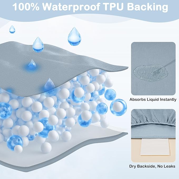 Basumee Muslin Changing Pad Cover Waterproof 2 Pack Baby Changing Table Covers for Boys and Girls Soft Breathable Nursery Diaper Change Table Cover Pad Fits 32"x16", Blue Planet