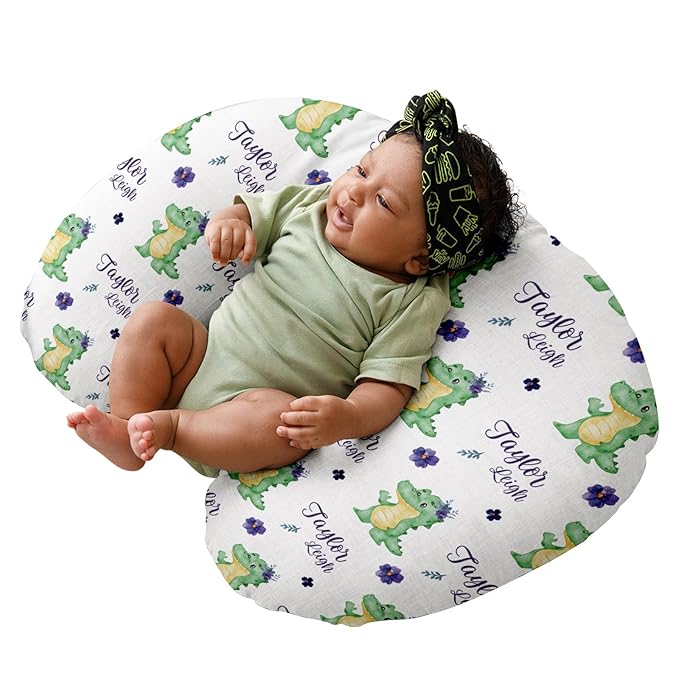 Dyoart Custom Baby Nursing Pillow Cover for Nursing, Green Dinosaur Removable Nursing Covers for Breastfeeding Pillows, Ultra Soft Comfortable Slipcover for Newborn Baby Boys and Girls