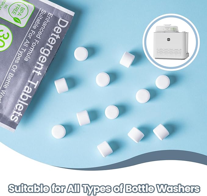 NCVI 150 PCS Detergent Washing Block Tablets, All-in-one Stain Removal, Sterilization and Deodorization Effect Compatible with NCVI/Momcozy/Baby Brezza/Grownsy Bottle Washer Machine Soap, Low-foaming