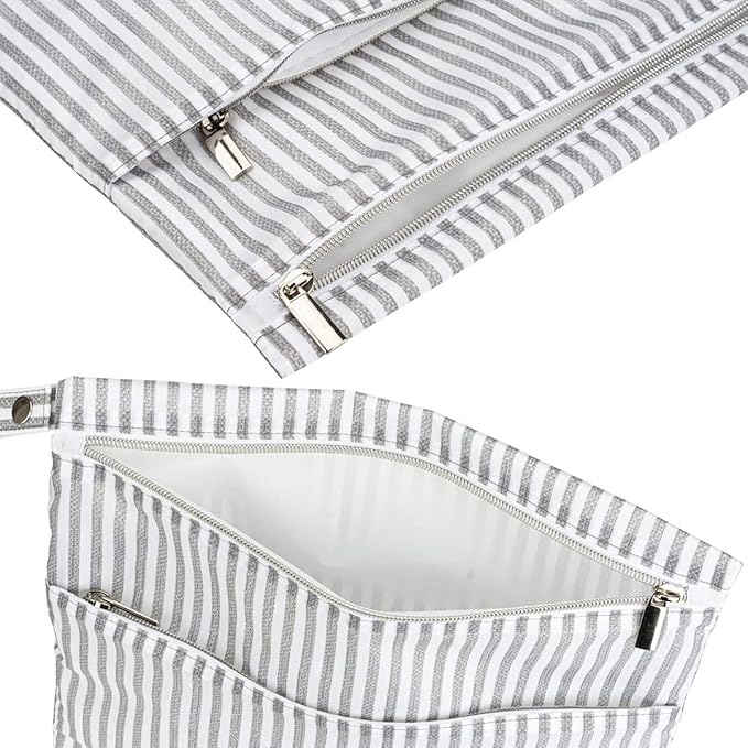 2Pcs Wet Dry Bags for Baby Cloth Diapers Waterproof Washable Reusable with Two Zipper Pockets for Dirty Gym Clothes, Travel, Beach Pool Daycare Soiled baby Accessories