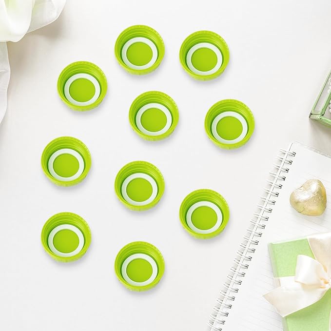 10 Pcs Narrow Bottle Caps Compatible with Dr Brown's, Medela, Ameda, Lids Replacement Parts with Sealing Gasket, Fits Narrow Neck Dr Brown Glass Bottles, Storage Lids Replacement (Green)