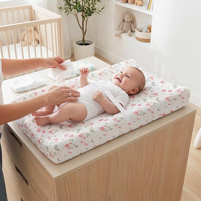 Muslin Changing Pad Cover Waterproof 2-Pack for Baby Girl Boy, Soft Breathable Diaper Changing Table Covers Set