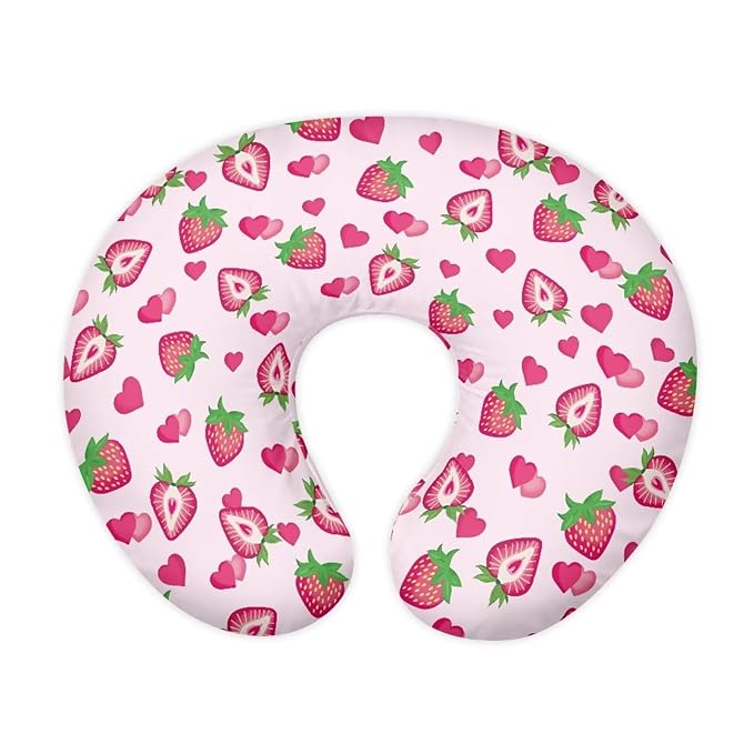 Pink Strawberry Breastfeeding Pillow Cover Cuddle Pillow Slipcover Detachable Nursing Pillow Protective Cas Baby Feeding Easy to Use and Dustptoof