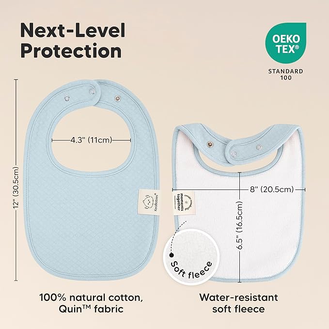 KeaBabies 8-Pack Organic Baby Bibs for Girls, Boys - Quilted Cotton Cloth Baby Drool Bibs for Drooling and Teething Toddler, Newborn, Infant, Soft & Super Absorbent (Dawn)