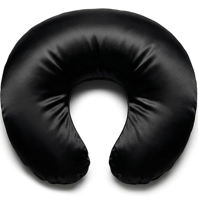 Pro Goleem Satin Nursing Pillow Cover Silk Feeling Soft Feeding Pillow Slipcover for Breastfeeding Moms Fits Standard Infant Nursing Pillow or Positioner Black