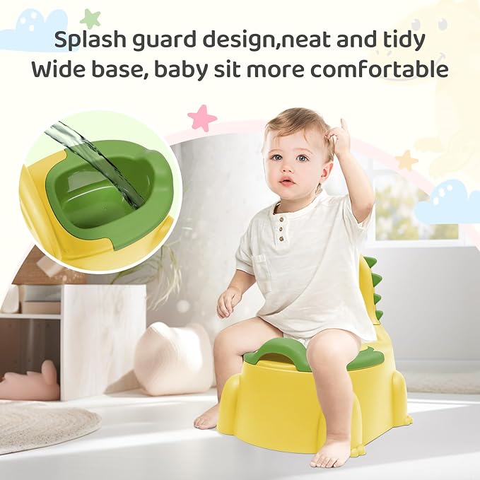 potty training toilet Potty Seat Baby Training Chair Boys Girls Toddler Dinosaur Comfortable children 1-5 years old Baby toilet Animal seat with lid back potty trainer (Yellow)