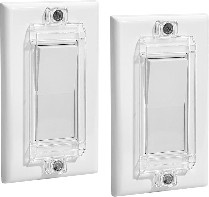 Bates Magnetic Light Switch Guard, 2 Pack, Clear, Child Proof Cover, Lock, Wall Switch Guard