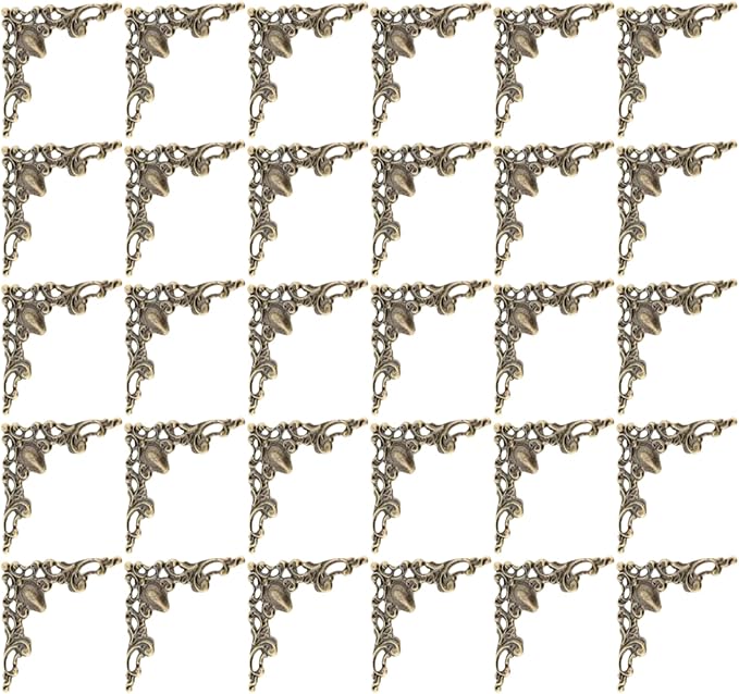 30Pcs Antique Bronze Edge Corner Decorative Protectors, Scrapbooking Albums Embellishment Photo Frame Jewelry Box Decorative Corner