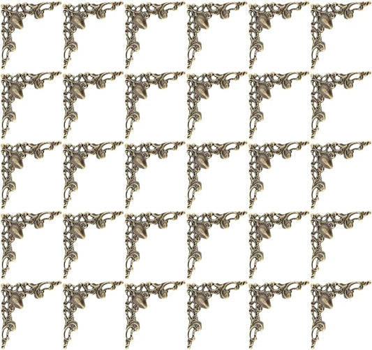 30Pcs Antique Bronze Edge Corner Decorative Protectors, Scrapbooking Albums Embellishment Photo Frame Jewelry Box Decorative Corner