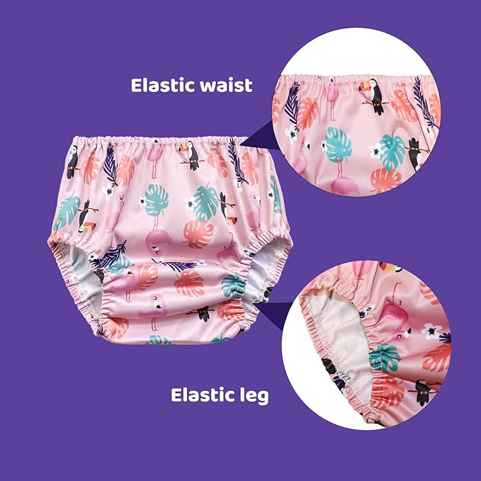 BISENKID 6 Packs Waterproof Plastic Underwear for Toddlers Potty Training Pants and Good Elastic Rubber Underwear for Toddlers Diapers Girls 4t