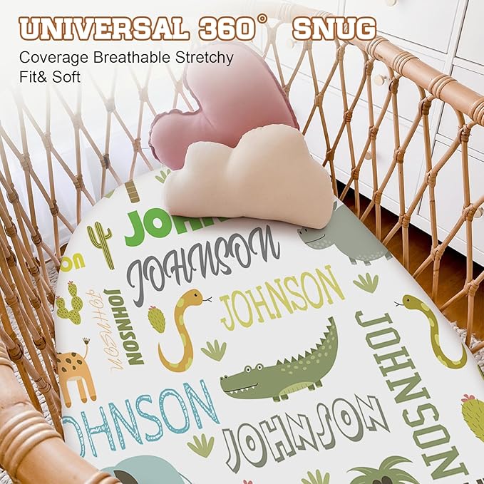 Custom Name Changing Pad Cover - 2 Piece Customizable Changing Pad Cover - Animal Print Cotton Toddler Baby Pee Pad Cover for Changing Table Nursery Protector