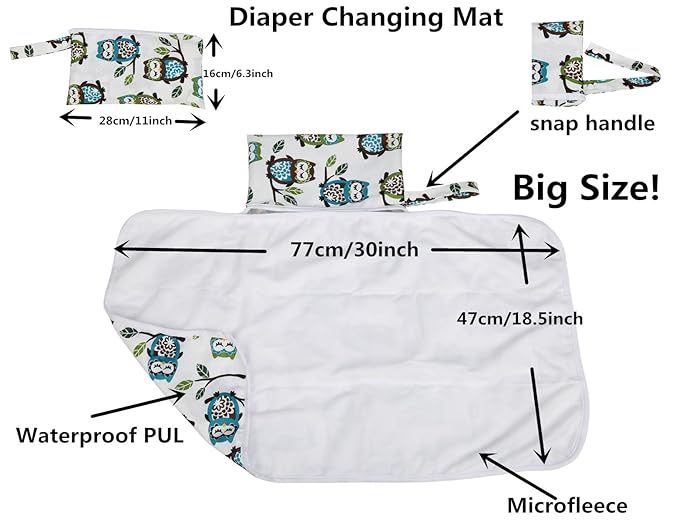 Baby Diaper Changing Mat Pad Portable Foldable Washable Compact Travel Nappy Waterproof Play Mat 30inx18.5in (Teepee)
