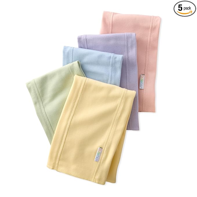 Butterblu Bailey 5-Pack Burp Cloths 100% Organic Cotton Knit for Newborn & Baby Boys & Girls, Haze, One Size